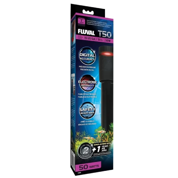 Fluval T50 Fully Electronic Aquarium Heater, 50W, up to 15 US Gal / 50 L